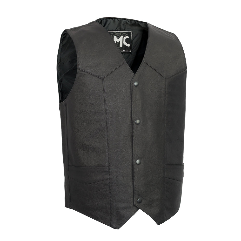 Top Shot Men's Motorcycle Western Style Leather Vest Men's Western Vest First Manufacturing Company S
